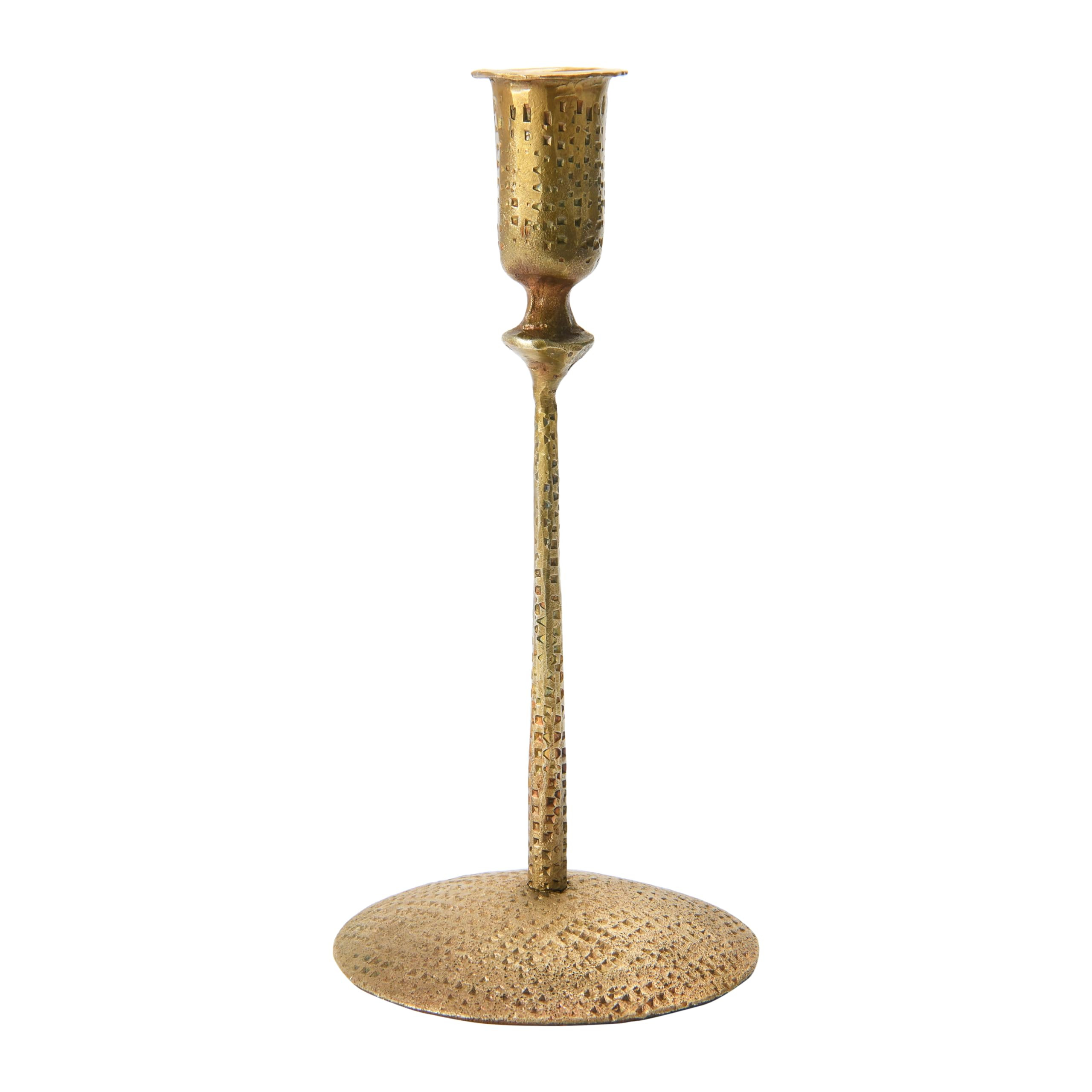 Creative Co-Op Hand-Forged Hammered Metal Taper, Antique Brass Finish Candle Holder | Amazon (US)