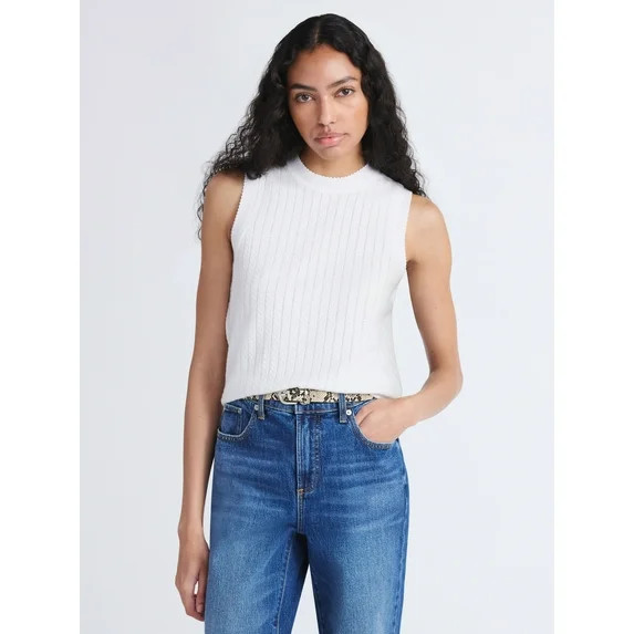 Free Assembly Women's Cozy Yarn Cable Sweater Shell, Sizes XS-XXL | Walmart (US)