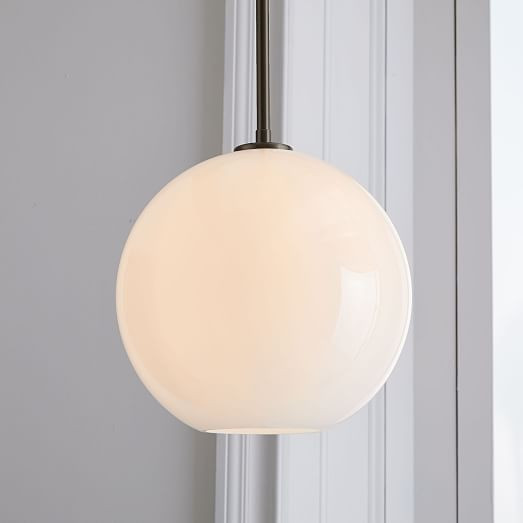 Sculptural Glass Globe Pendant - Milk | West Elm (US)