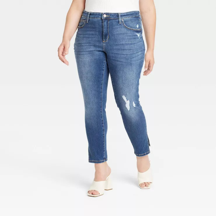 Women's Plus Size Mid-Rise Skinny Jeans - Ava & Viv™ | Target
