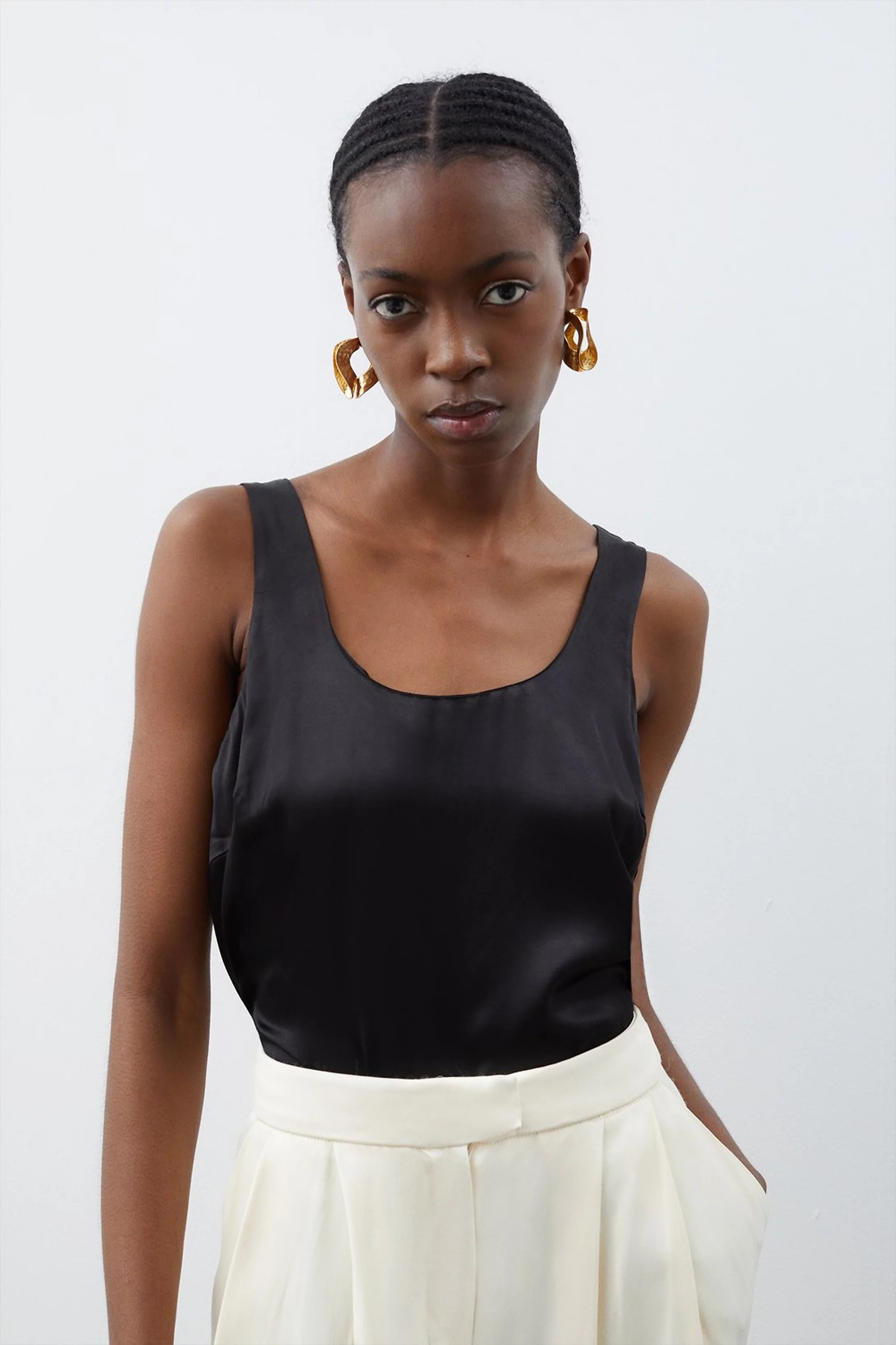 Premium Viscose Satin Woven Cami Top | Karen Millen | Karen Millen UK + IE + DE + NL