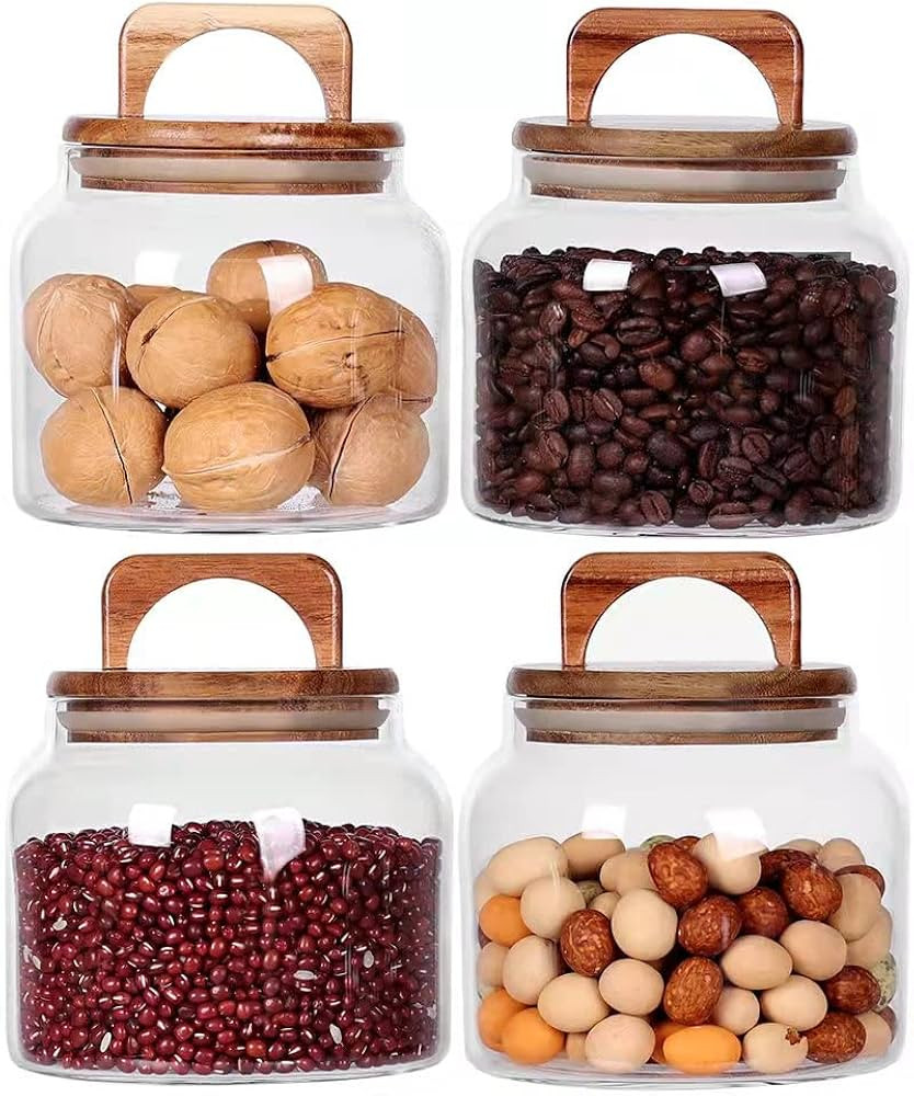 SAIOOL Glass Jars with Airtight Lid [Set of 4],Kitchen Canisters, Borosilicate Glass Storage Cont... | Amazon (US)