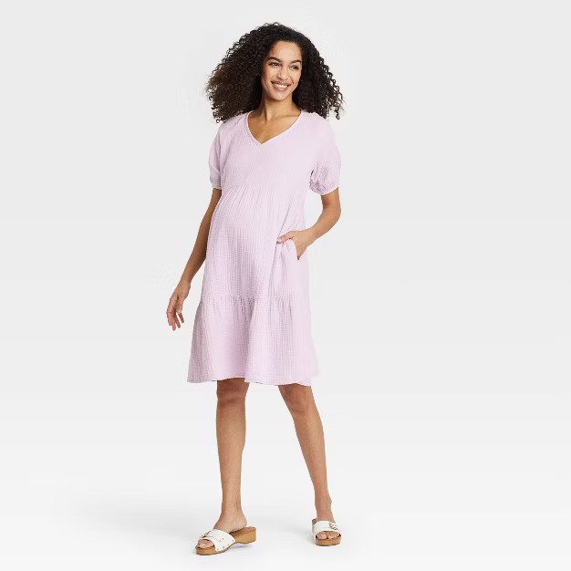 Short Sleeve Gauze Maternity Dress - Isabel Maternity by Ingrid & Isabel™ | Target