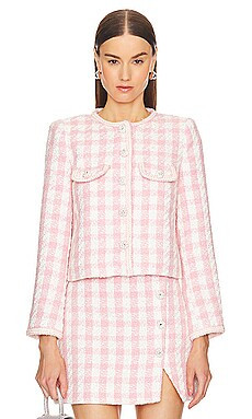 self-portrait Boucle Jacket in Pink from Revolve.com | Revolve Clothing (Global)