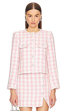 self-portrait Boucle Jacket in Pink from Revolve.com | Revolve Clothing (Global)