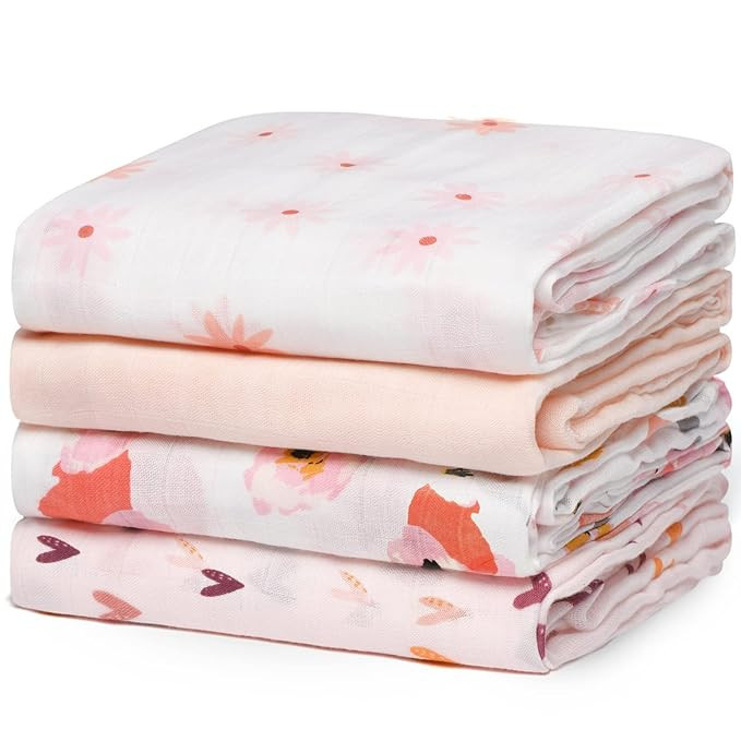 Momcozy Muslin Swaddle Blankets, 4-Pack Breathable and Skin-Friendly Receiving Blankets, Swaddle ... | Amazon (US)
