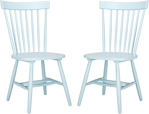 SAFAVIEH Home Collection Parker Pale Blue Windsor Spindle Solid Wood Dining Chair Set of 2 | Amazon (US)