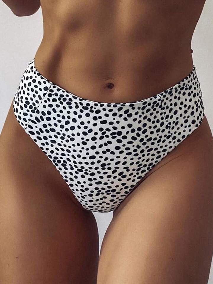 SHEIN Swim Summer Beach Dalmatian Pattern High Waist Bikini Panty | SHEIN