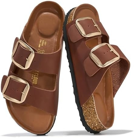 Project Cloud 100% Genuine Leather Flat Sandals for Women 2026 Comfortable Beach Essentials Women... | Amazon (US)
