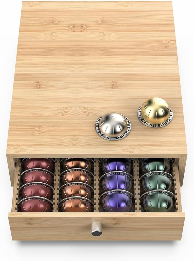 for Nespresso Vertuo Capsules (NV136) - Premium Bamboo Coffee Pod Drawer, 36 Big or 48 Small Vert... | Amazon (US)