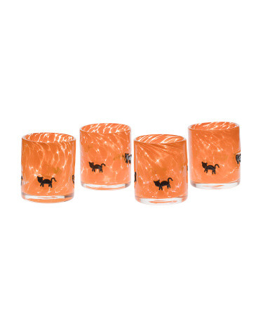 Set Of 4 Double Old Fashioned Cat Glasses | Halloween | Marshalls | Marshalls