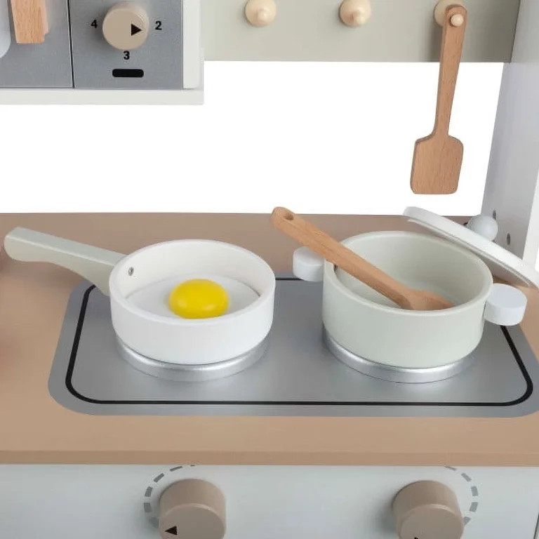 Wooden Kitchen Playset with Microwave, Stove, Utensils and Play Food for Kids by Hey! Play! | Walmart (US)