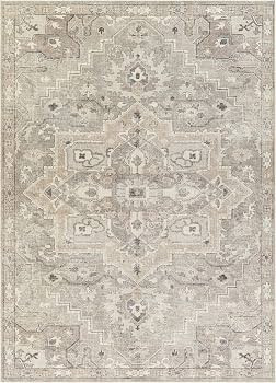 Becki Owens x Surya Elle Medallion Area Rug , 6'7" x 9', Light Grey | Amazon (US)
