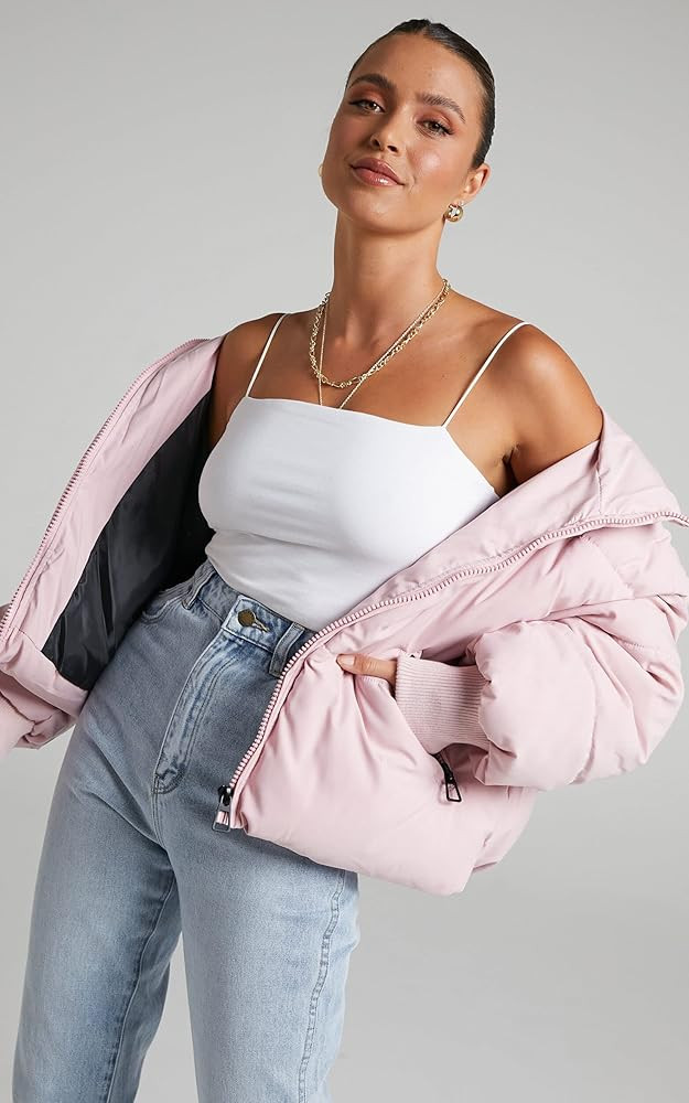 Uaneo Womens Casual Padded Full Zip Stand Collar Long Sleeve Puffer Jackets | Amazon (US)