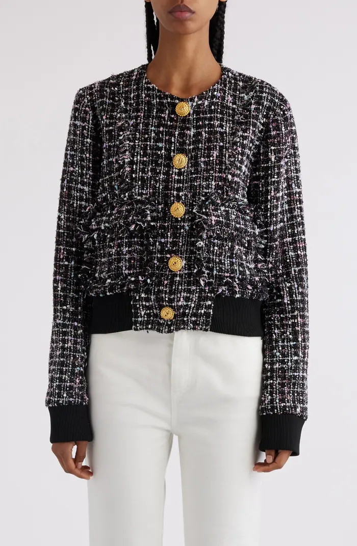 Balmain Button-Up Tweed Bomber Jacket | Nordstrom | Nordstrom