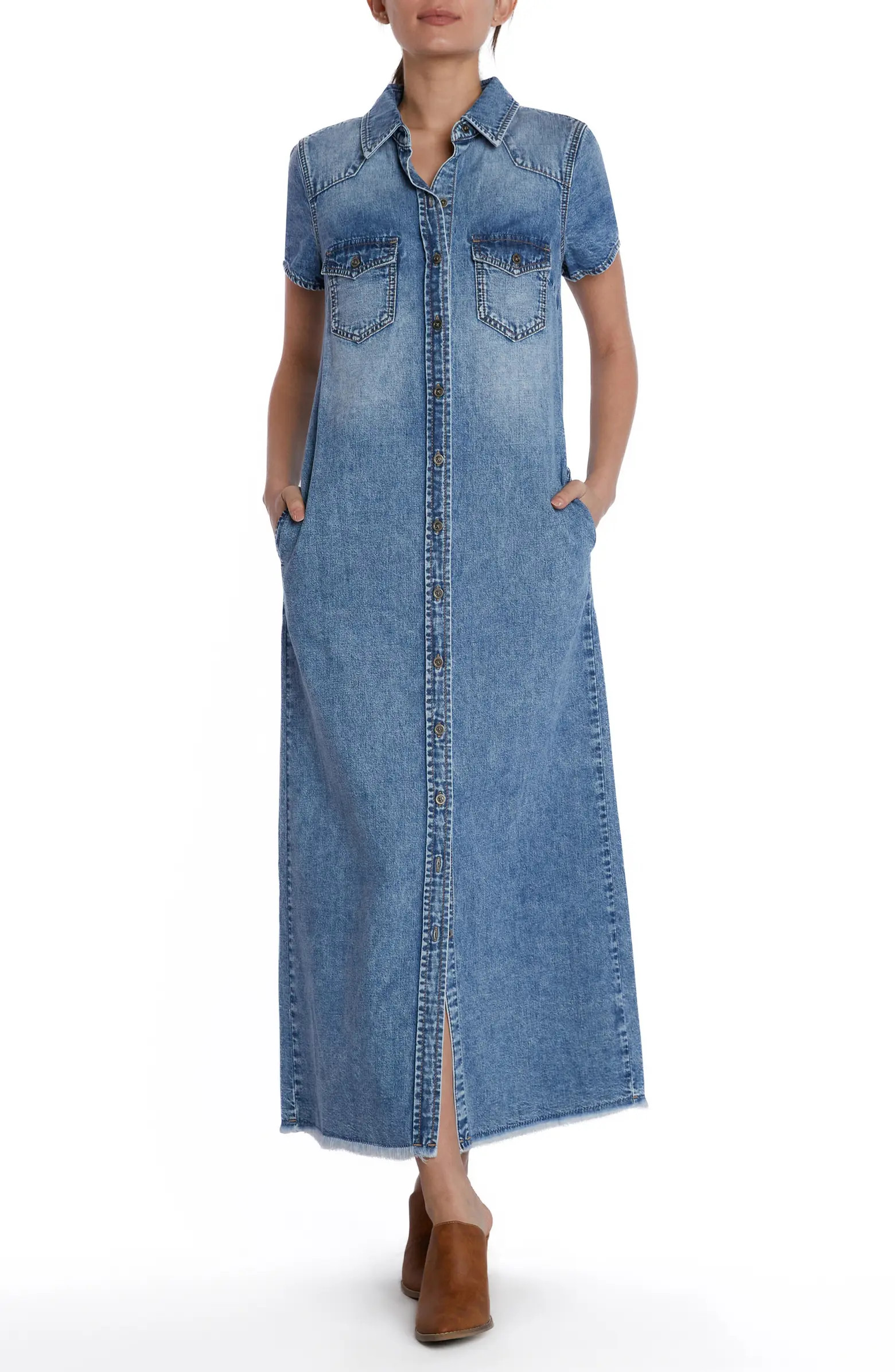 Wash Lab Denim Denim Maxi Shirtdress | Nordstrom | Nordstrom