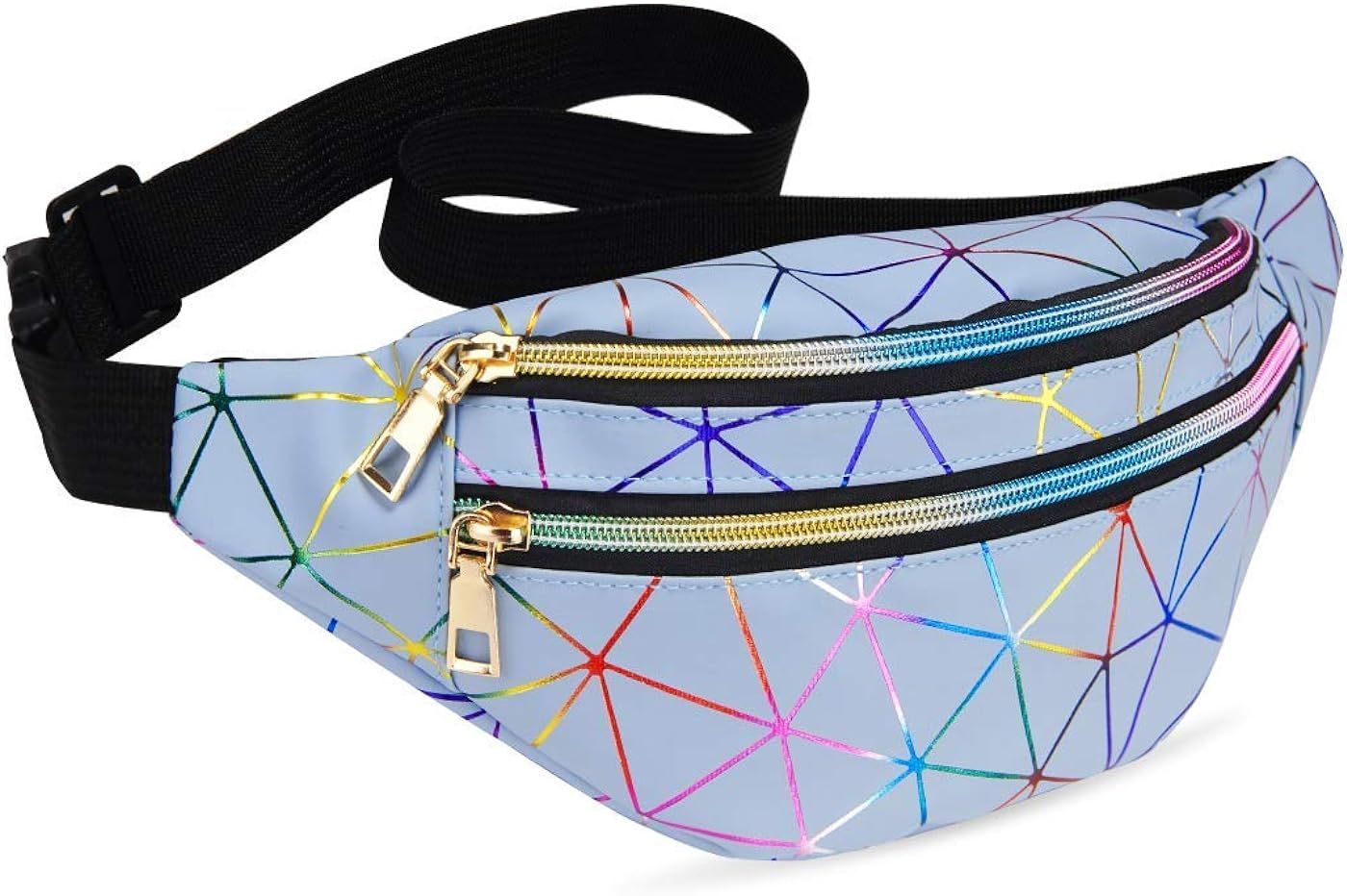 LIVACASA Holographic Fanny Packs for Women Cute Waist Packs Shiny Waist Bum Bag Waterproof for Tr... | Amazon (US)