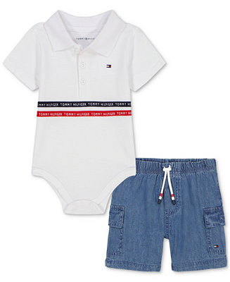 Tommy Hilfiger Baby Boys Bodysuit & Denim Cargo Shorts, 2 Piece Set - Macy's | Macy's