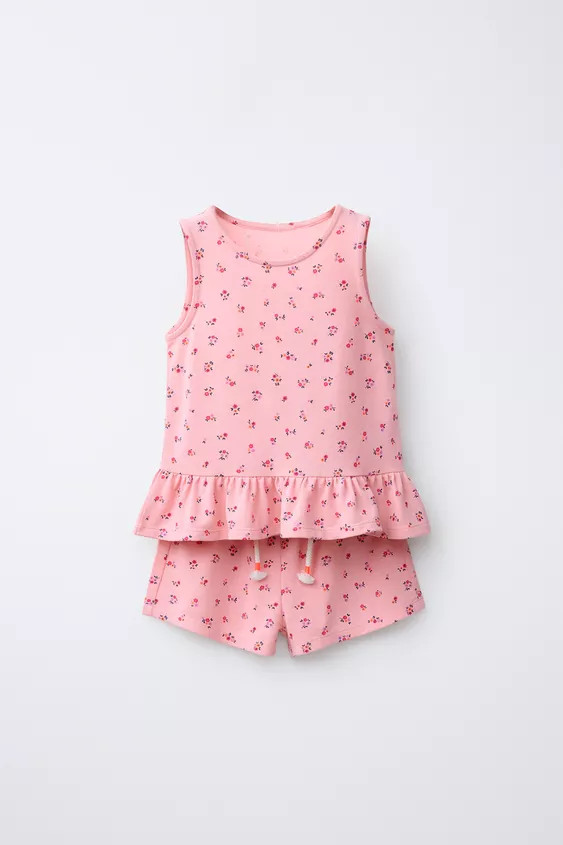 FLORAL PRINT T-SHIRT AND BERMUDA SET | Zara US