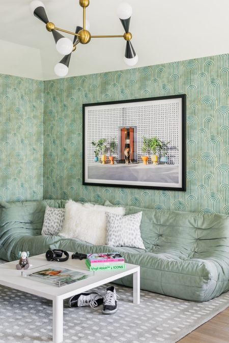 Having a major monochromatic moment with this functional family room . 💚🌿📗

Monochromatic color schemes are a casual way to create a cohesive look in a room. Use different tones, tints, and shades of your choice color throughout the space, like this calming shade of green. The effect is a calm, stylish atmosphere that invites you to settle down and relax.

#LTKhome #LTKstyletip #LTKfamily