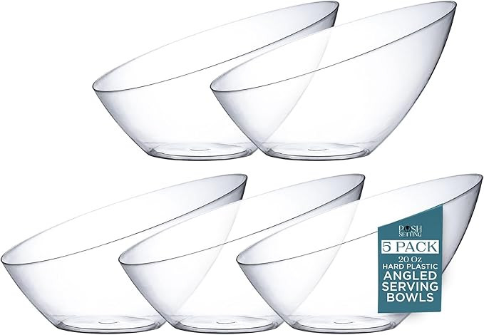 Posh Setting Crystal Clear, Disposable Premium Hard Plastic Medium Angled Bowl, Party, Salad, Sna... | Amazon (US)