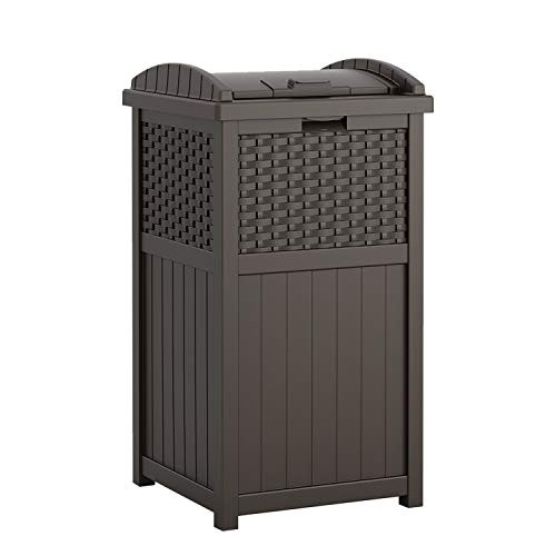 Suncast 33 Gallon Hideaway Can Resin Outdoor Trash with Lid Use in Backyard, Deck, or Patio, 33-G... | Amazon (US)