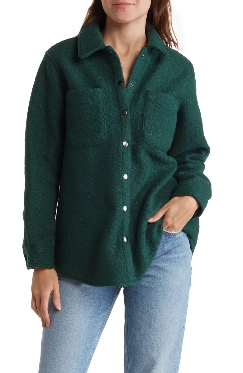 Solid Double Pocket Boiled Wool Shirt Jacket | Nordstrom Rack