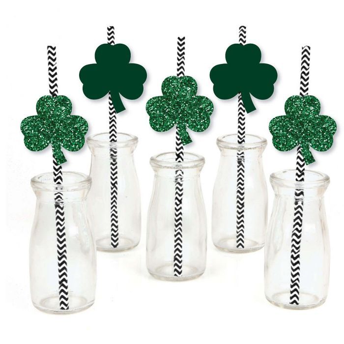 Big Dot of Happiness St. Patrick's Day Paper Straw Decor - Saint Patty's Day Party Striped Decora... | Target