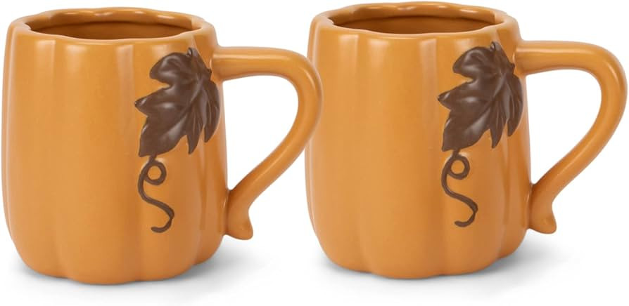 Nat & Jules Pumpkin 12 ounce Ceramic Coffee Mugs Set of 2, Orange | Amazon (US)