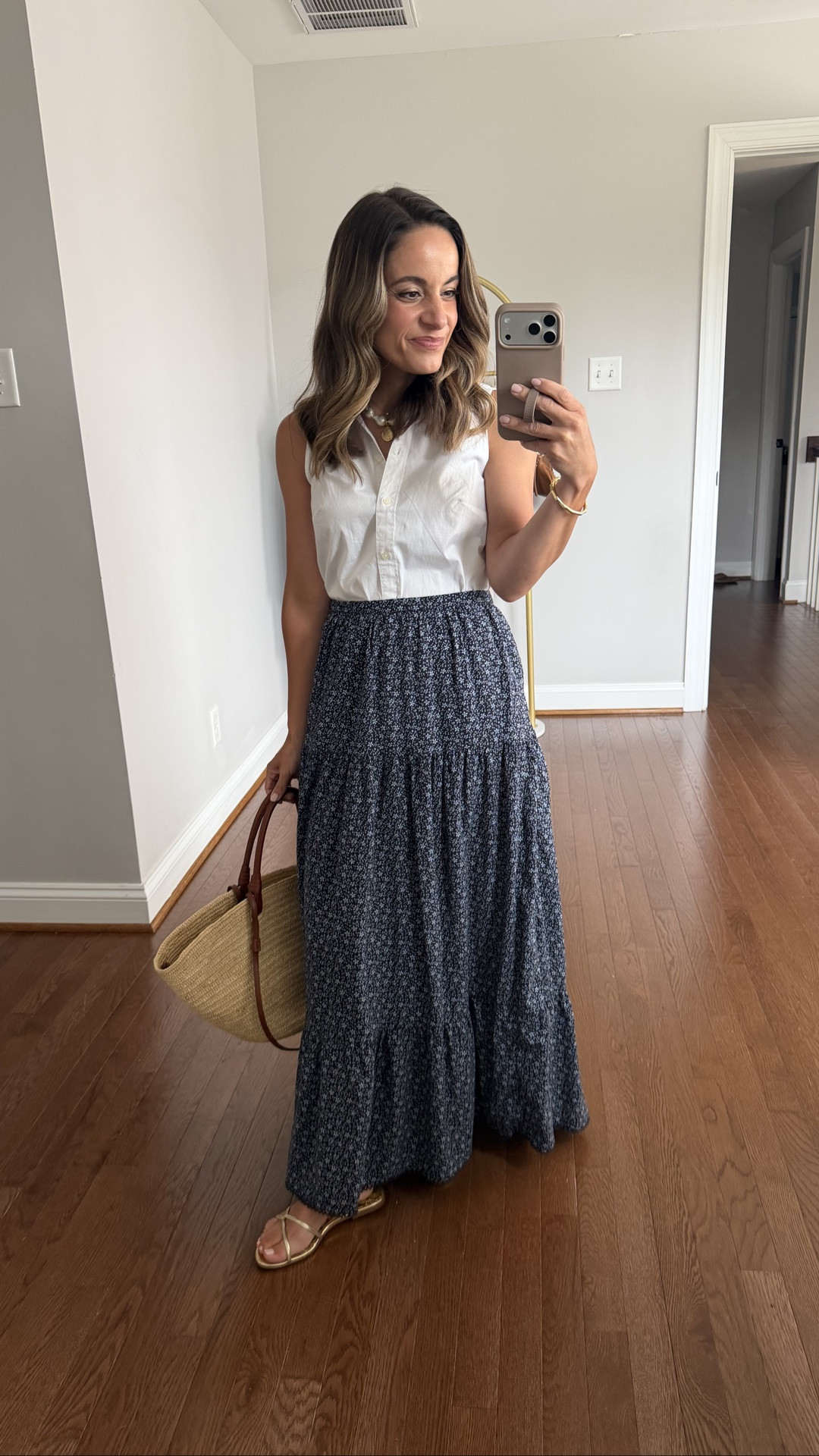 A maxi skirt from Target for petites! Floor length on me with flat sandals (pulled a little above my belly button at the waist). 

True to size with an elastic waist. 

Skirt: xs 
Top: xxs 
Sandals: true to size

#LTKPetite