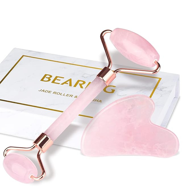 Amazon.com: Jade Roller & Gua Sha Set, BearKig Jade Roller for Face, Anti-Aging Rose Quartz Face ... | Amazon (US)