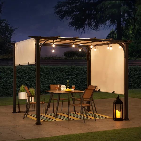 Meadow 10 Ft. W x 10 Ft. D Steel Pergola with Canopy | Wayfair North America