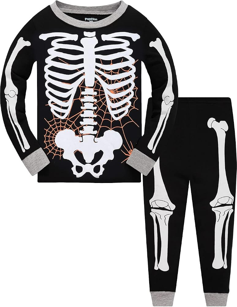 Popshion Boys Skeleton Pajamas Sets for Halloween Toddler Glow in The Dark Pumpkin PJS | Amazon (US)