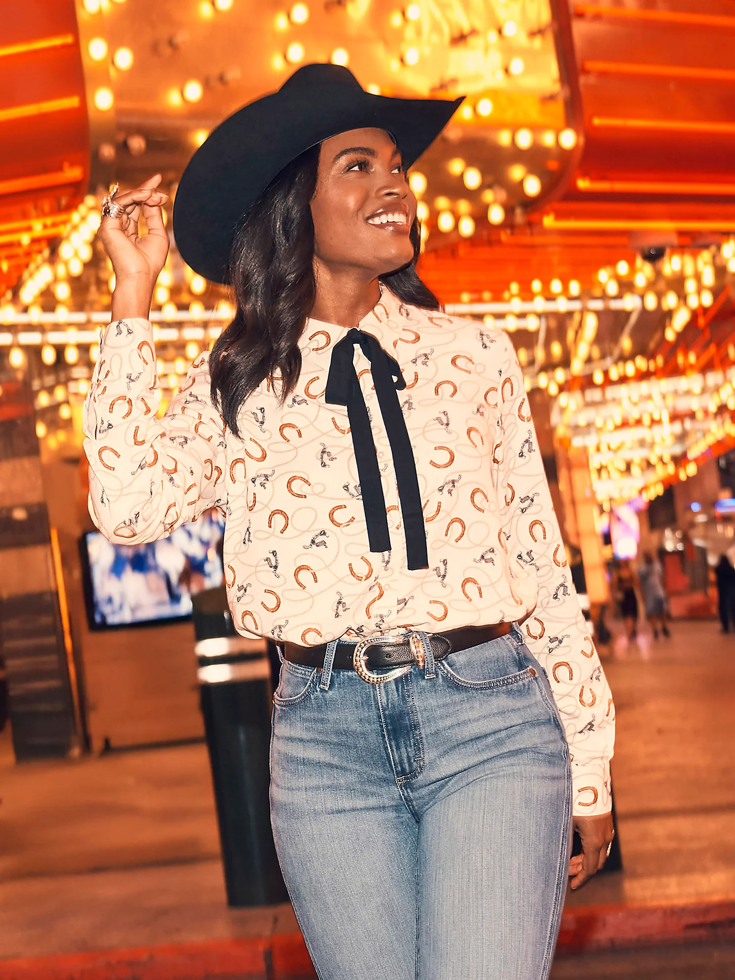 Women's Wrangler Tie Neck Blouse | Wrangler