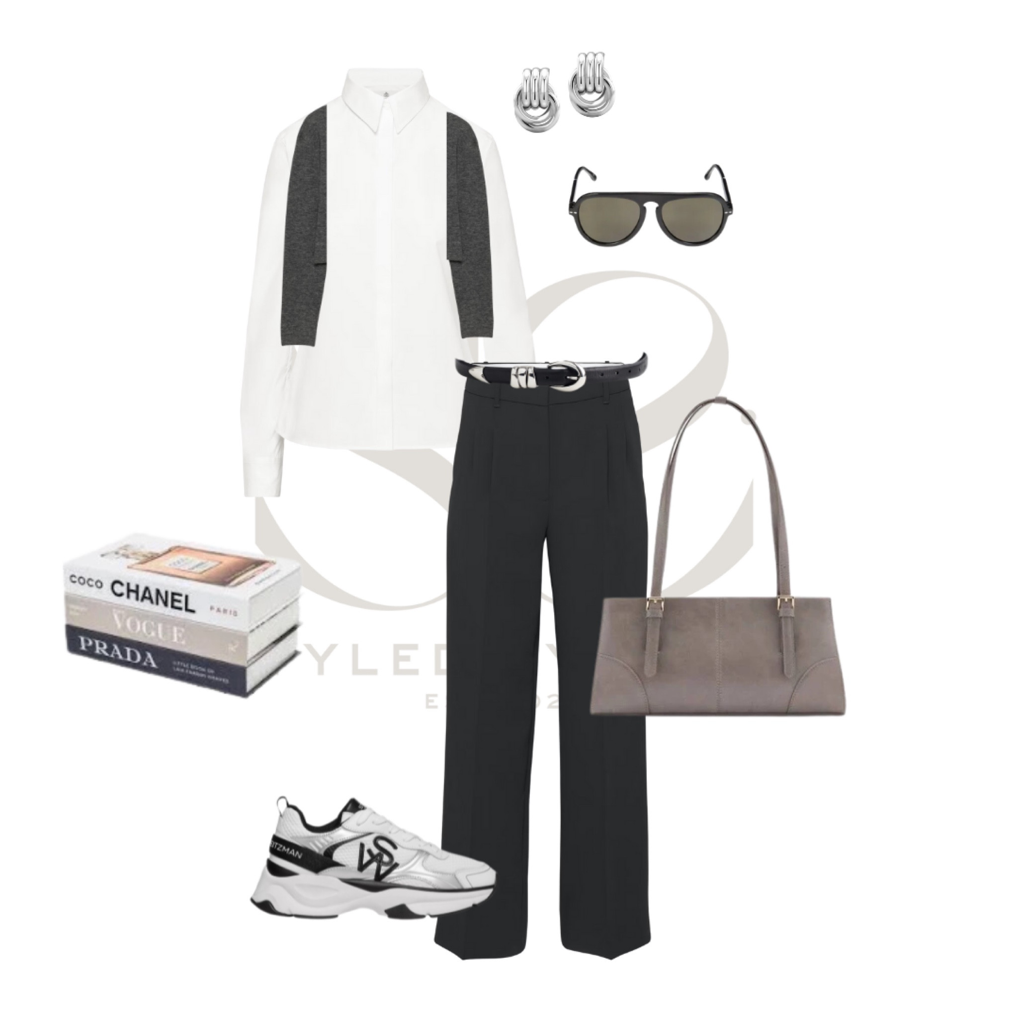 Aritzia Capsule Wardrobe; capsule wardrobe style; white button up, grey mini skirt, black blazer, loafers, suede bag, layered look, grey cardigan 


#LTKSeasonal #LTKfindsunder50 #LTKsalealert