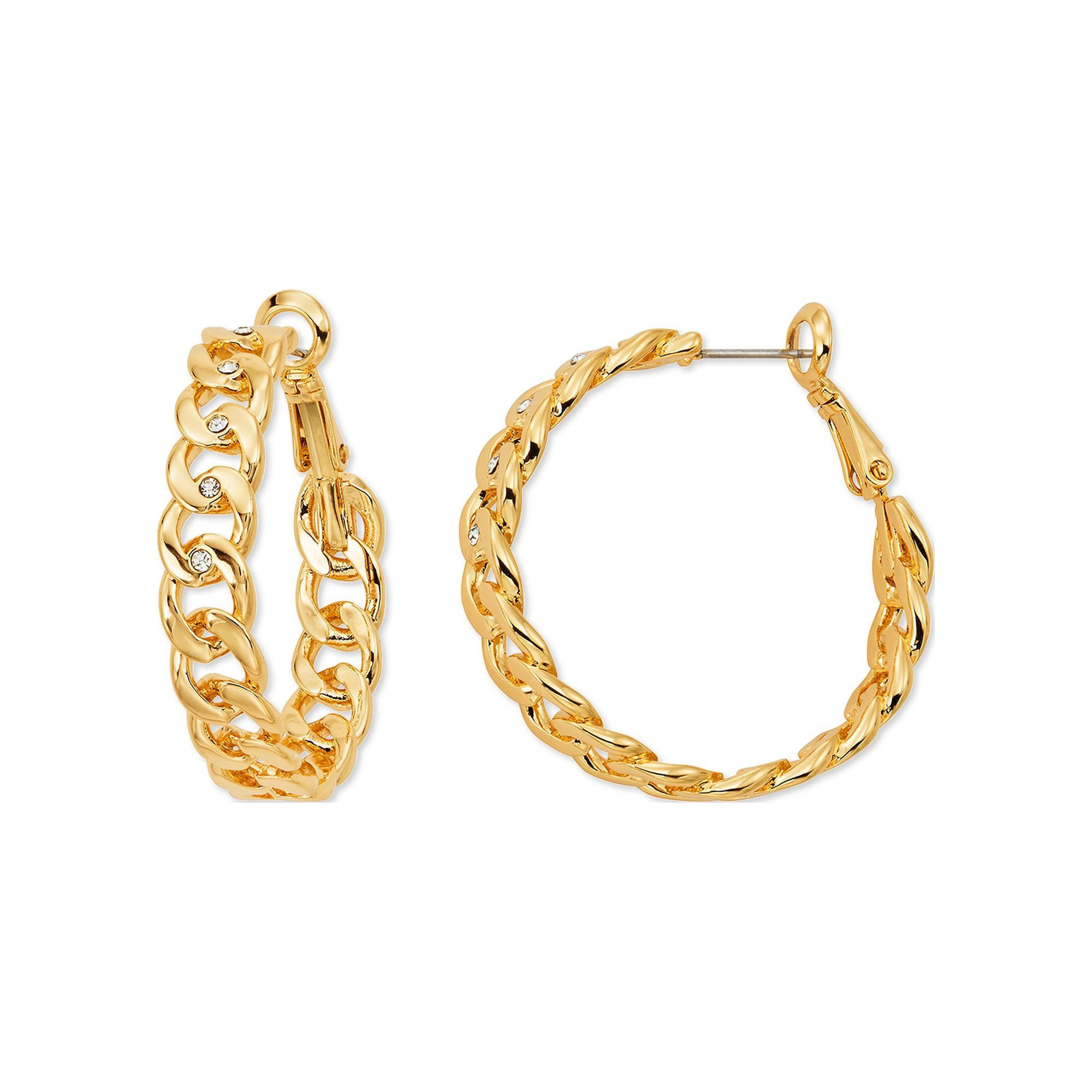 Scoop Brass Yellow Gold-Plated Chain Link Hoop Earrings | Walmart (US)