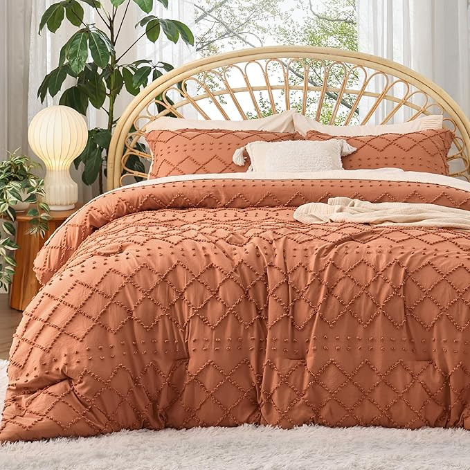 Bedsure King Comforter Set - Pumpkin Comforter, Boho Tufted Shabby Chic Bedding, 3 Pieces Vintage... | Amazon (US)