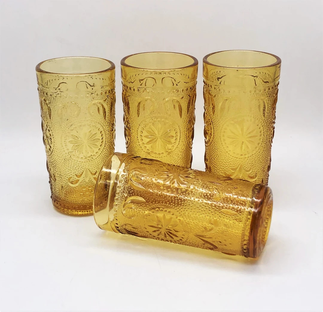 Brockway American Concord Amber Flat Juice Glasses Textured - Etsy | Etsy (US)