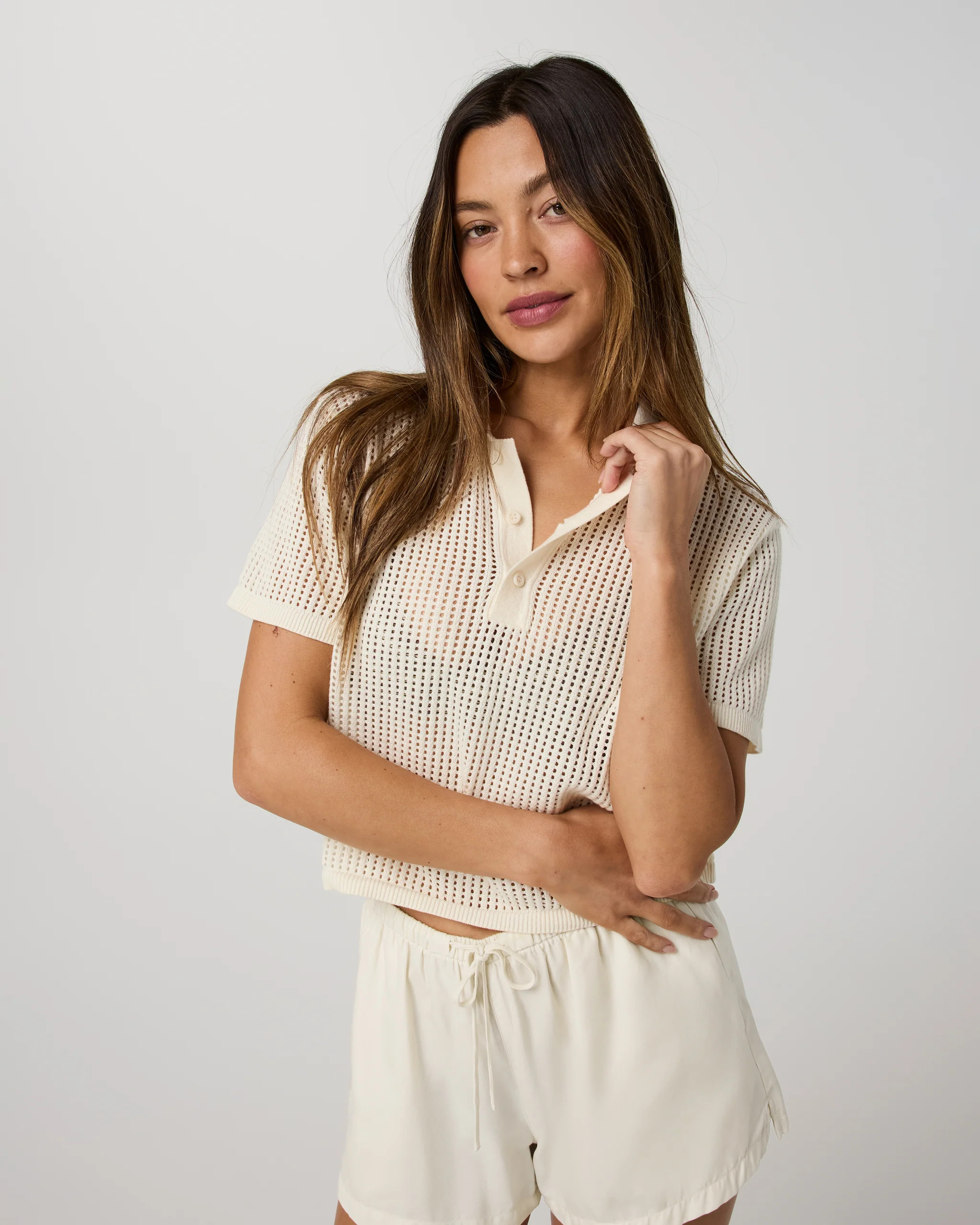 Short Sleeve Knitted Mesh Polo – Natural Cotton Knit Top – Vuori | Vuori Clothing (US & Canada)