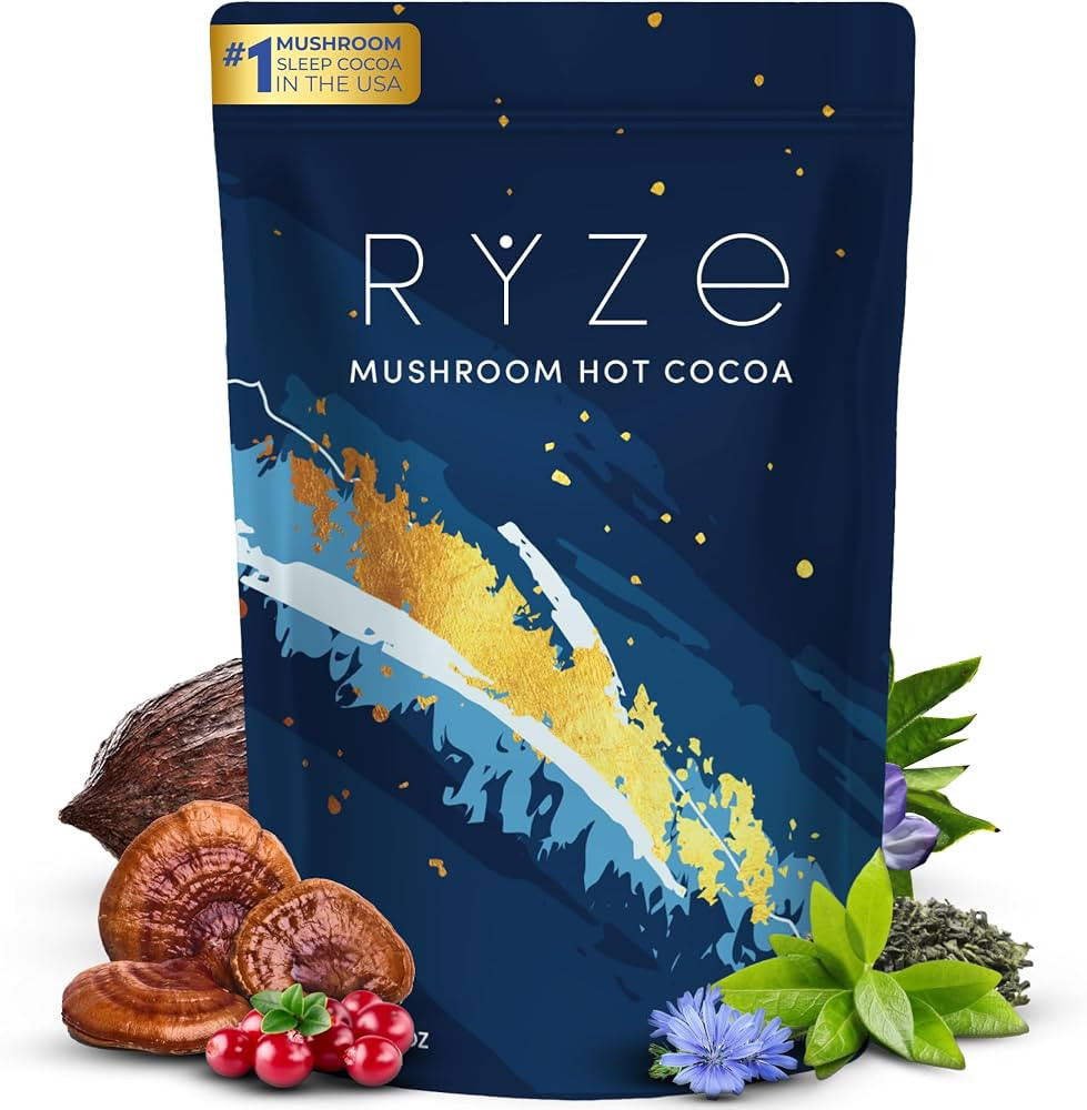 RYZE Mushroom Hot Cocoa | Melatonin Sleep Aid | Keto Cocoa Powder With Mushroom For Sleep | Melat... | Amazon (US)