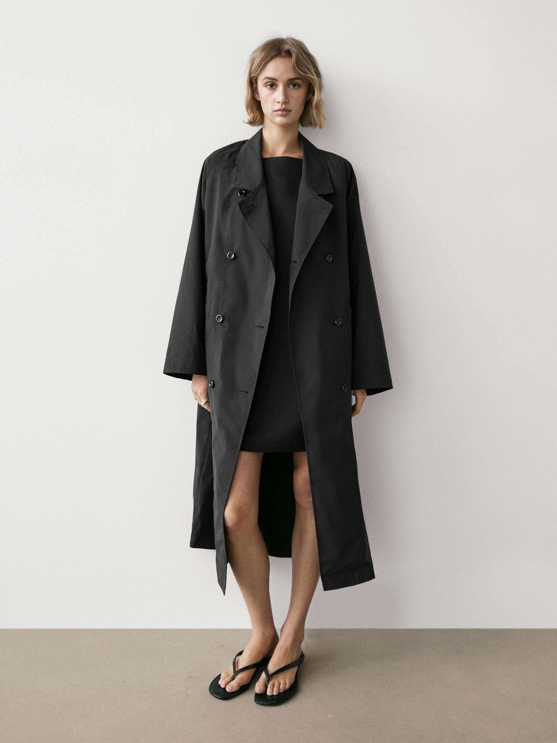 Double-breasted technical trench coat | Massimo Dutti US
