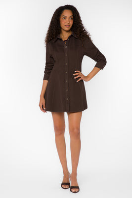 Zeana Walnut Mini Denim Dress L / Walnut Timber | Velvet Heart Clothing