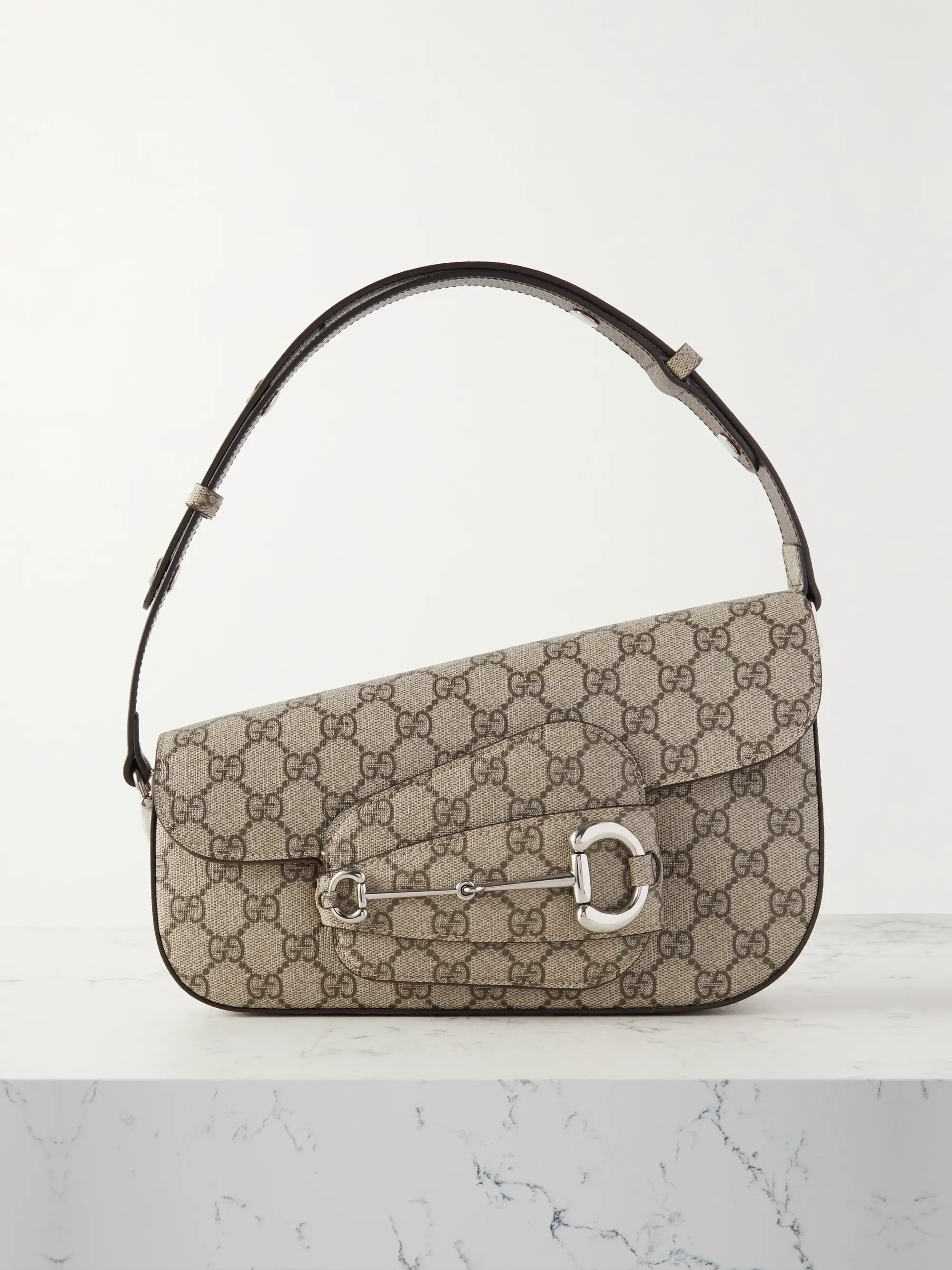 Horsebit 1955 leather-trimmed printed coated-canvas shoulder bag | NET-A-PORTER (UK & EU)