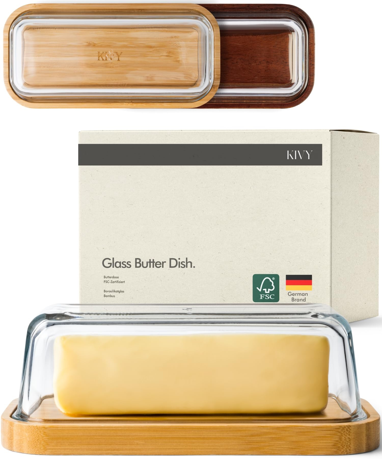 KIVY Glass butter dish with airtight lid that keeps butter soft - For countertop and refrigerator... | Amazon (US)