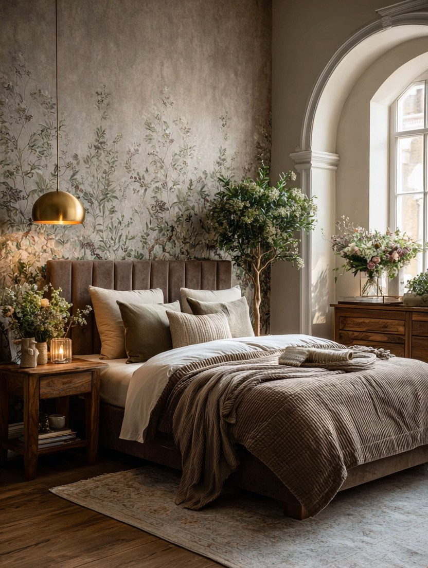 Bring this gorgeous Victorian-inspired bedroom into the modern era with rich textures, grounding wood tones, and romantic floral wallpaper.

Wallpaper is making a major comeback in 2026, thanks to the rise of “grandma chic” interiors and designers embracing layered, nostalgic spaces with personality and warmth. But today’s version feels softer, calmer, and much more elevated.

This look works because every piece balances elegance with comfort. The velvet brown bed adds warmth and depth while still feeling modern. The floral wallpaper creates that timeless Victorian charm without overwhelming the room. And the grounding wooden nightstands paired with a brass dome pendant light bring warmth, mood, and sophistication into the space.

This is the kind of bedroom that instantly feels calming, personal, and luxurious without trying too hard. It feels collected over time rather than perfectly staged.

If you want to recreate this look in your own home, start with one statement piece. A velvet bed, floral wallpaper, or warm brass lighting can completely transform the atmosphere of your bedroom.

Shop our curated edit of velvet beds, floral wallpapers, wooden nightstands, and brass pendant lighting to bring this romantic modern Victorian look into your home.

#VictorianDecor #GrandmaChic #BedroomInspiration #VelvetBed #WallpaperDecor #ElegantHome #MoodyBedroom 

 #LTKHome