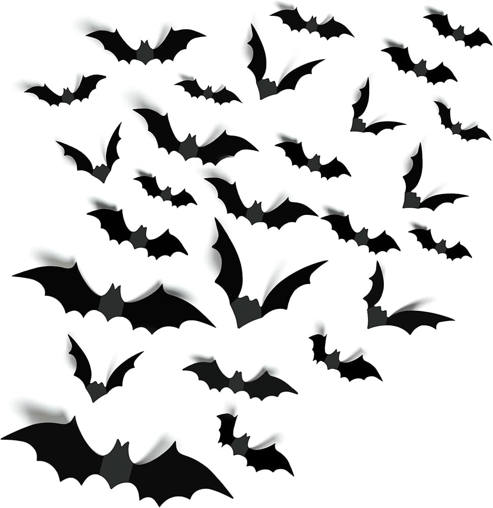 Halloween Party Supplies Hallween Decorations Bats Wall Decor 140PCS Realistic PVC 3D Black Scary... | Amazon (US)
