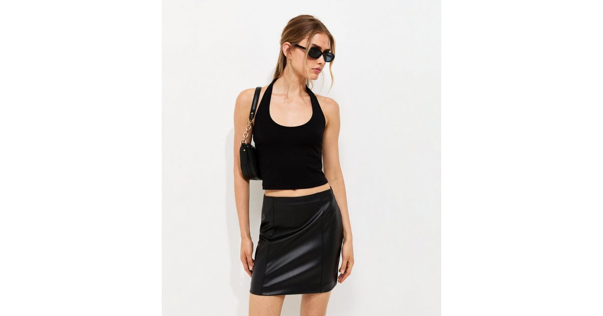 Women's Black Cotton Rich Scoop Halter Neck Top New Look | New Look (UK)