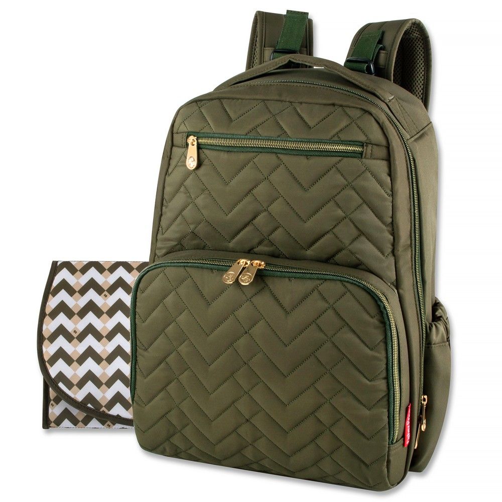 Fisher-Price Morgan Quilted Diaper Backpack - Olive | Target