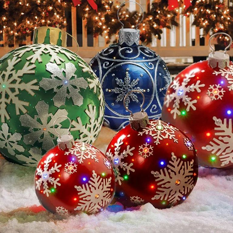 Outdoor Christmas Inflatable Decorated Ball, Christmas Ornaments 23.6 Inch Outdoor Christmas PVC ... | Walmart (US)