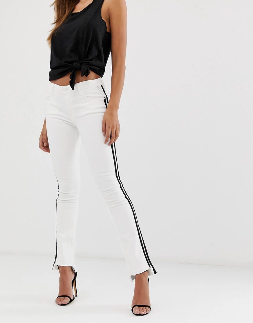 Replay white cropped bootcut jeans with black stripe | ASOS (Global)